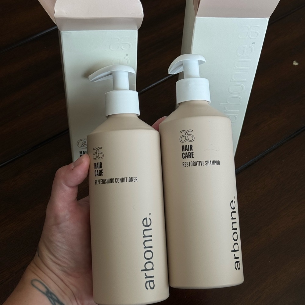Arbonne Beige Hair Care Duo — Restorative Shampoo & Replenishing Conditioner